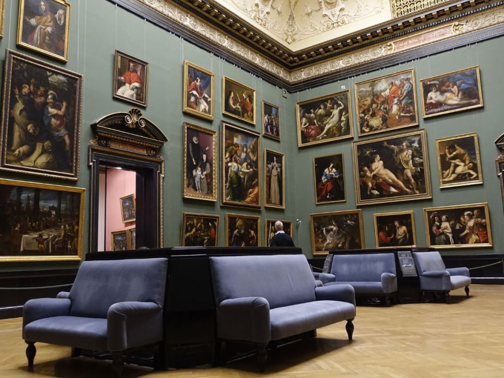 Paintings in an art museum