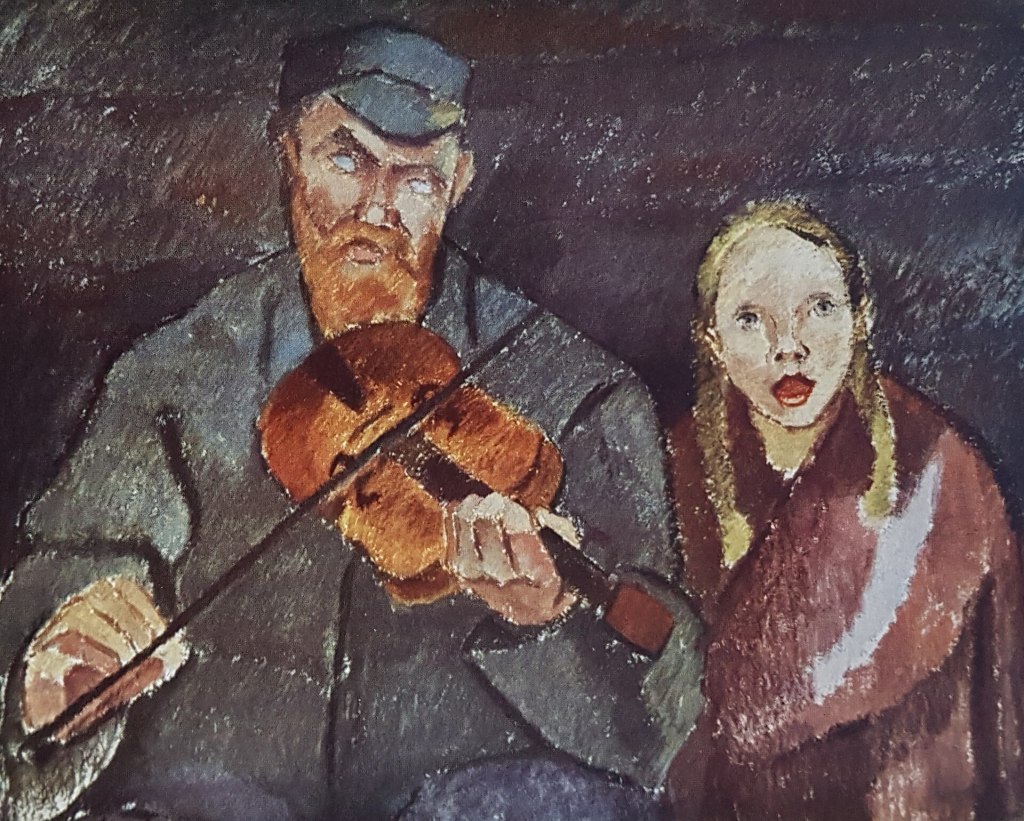 Blind Musician. Painting by Alvar Cawén, 1922.